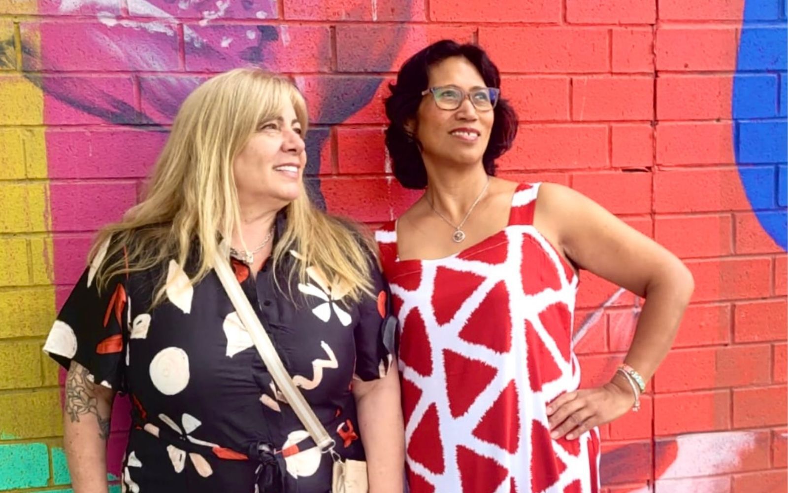 Taking Shape team member stylists showing their size inclusive fashion looks outdoor